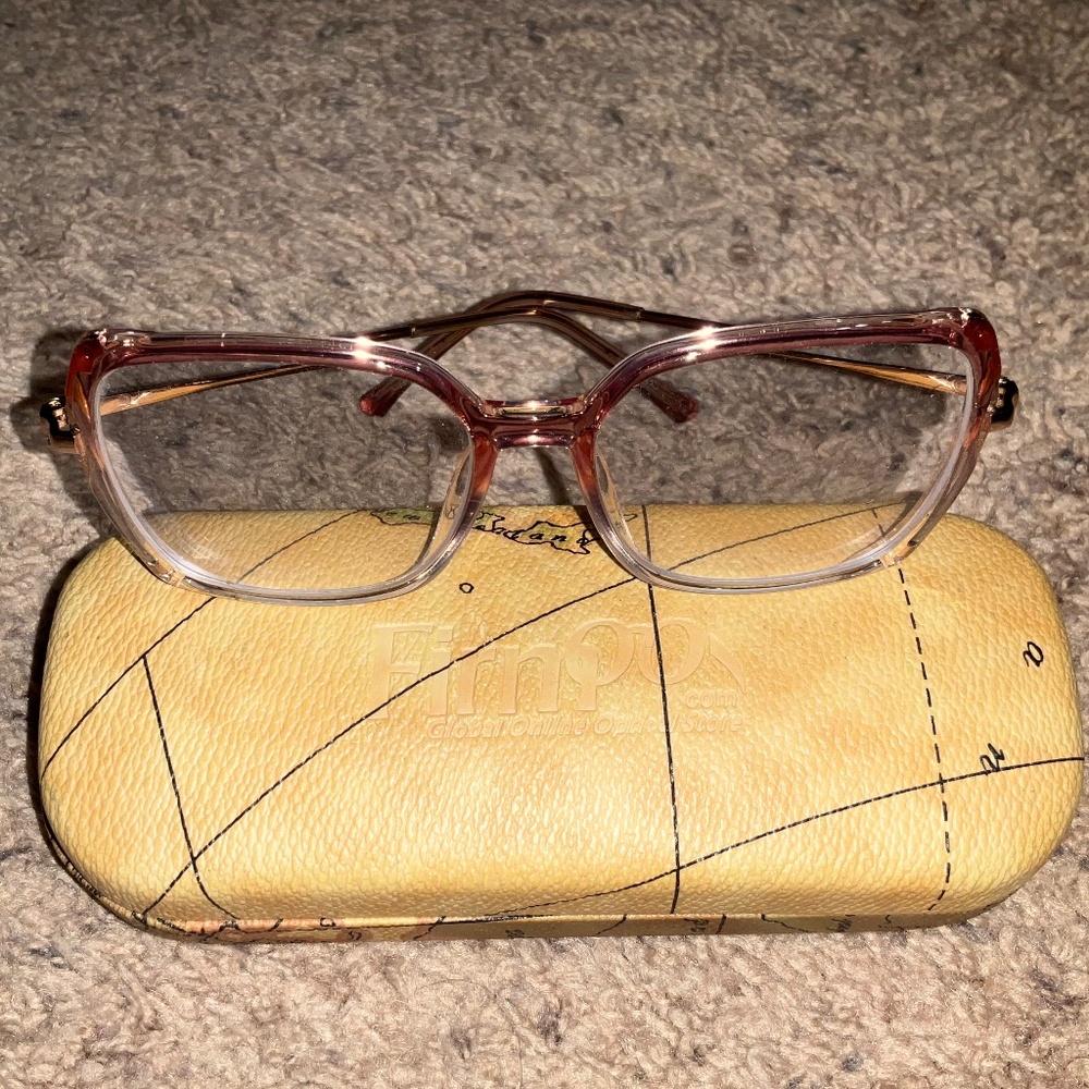Pink Prescription Eyeglasses and Super Cute Eyeglass Case